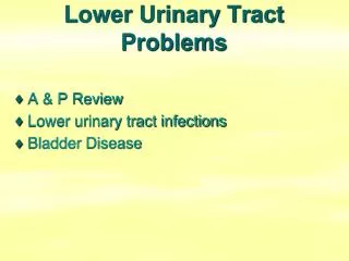 Lower Urinary Tract Problems