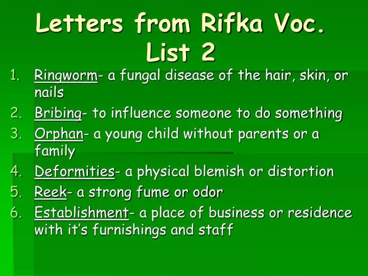 letters from rifka voc list 2