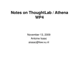 Notes on ThoughtLab / Athena WP4