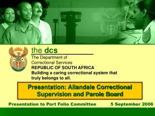 Presentation to Port Folio Committee 5 September 2006