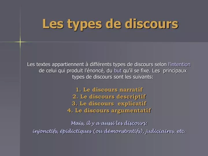 les types de discours