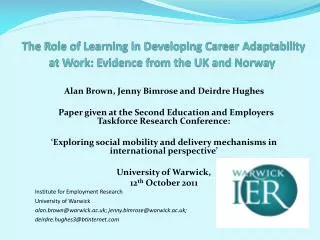 The Role of Learning in Developing Career Adaptability at Work: Evidence from the UK and Norway
