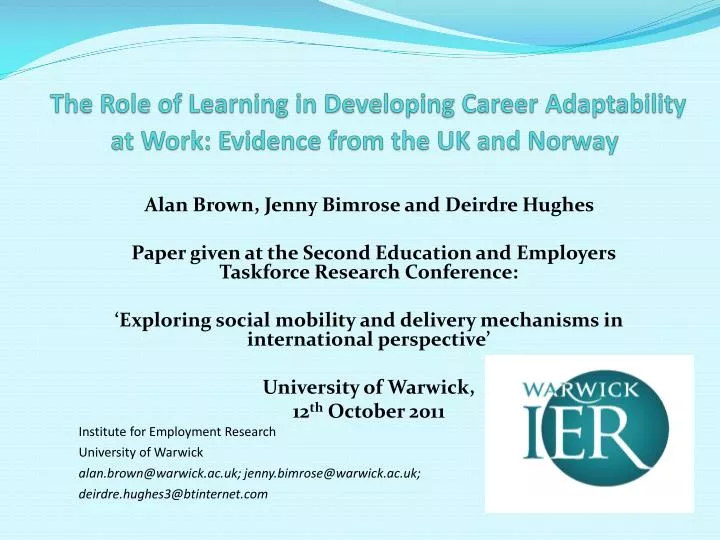 the role of learning in developing career adaptability at work evidence from the uk and norway