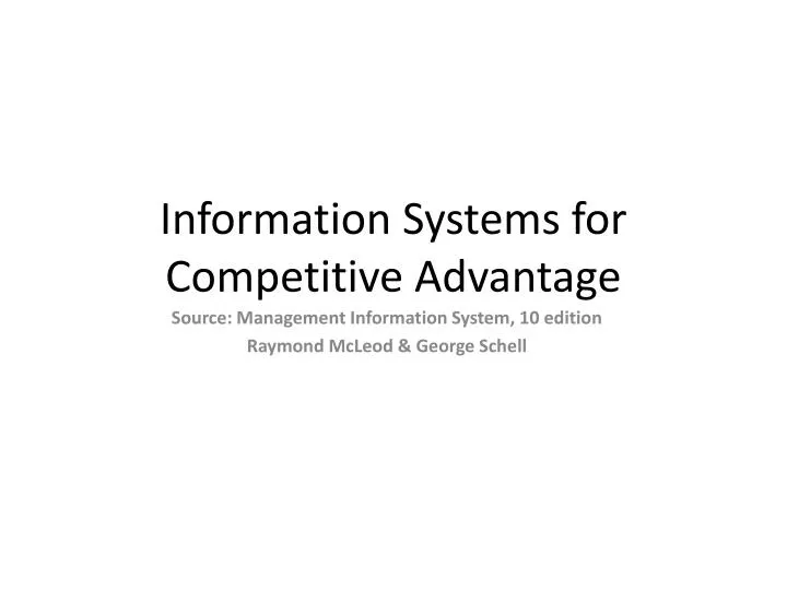 information systems for competitive advantage
