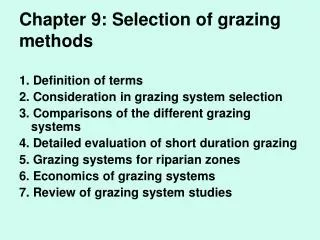 Chapter 9: Selection of grazing methods
