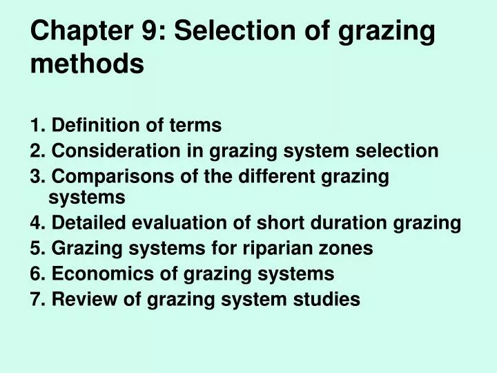 chapter 9 selection of grazing methods