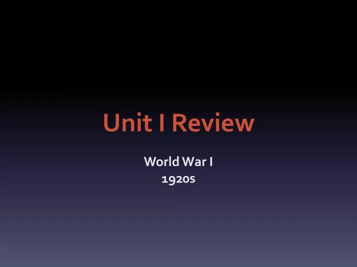 unit i review