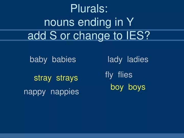 plurals nouns ending in y add s or change to ies