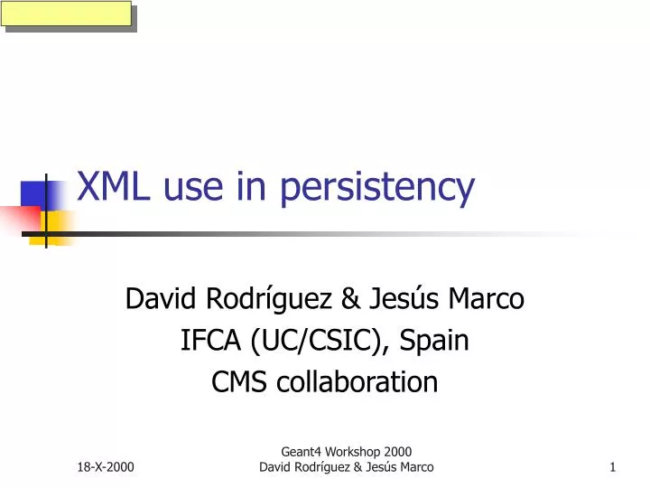 xml use in persistency