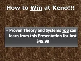 How to Win at Keno!!!