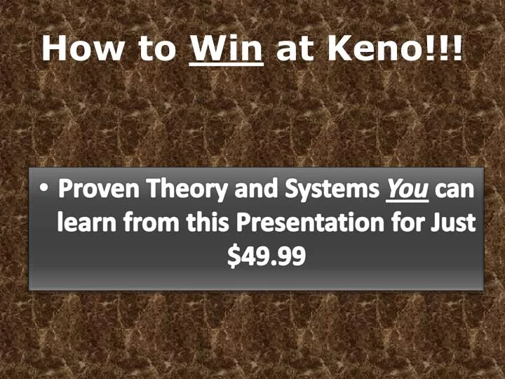 how to win at keno