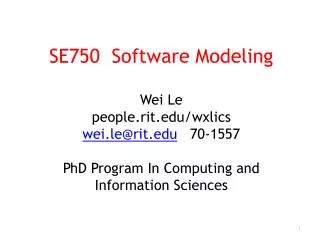 - PhD from University of Virginia Teach Software Modeling this fall
