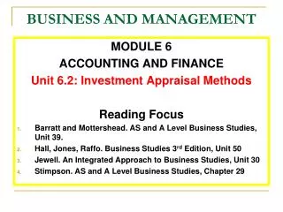 BUSINESS AND MANAGEMENT