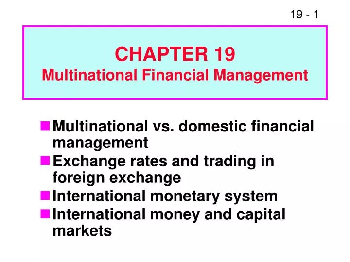 chapter 19 multinational financial management