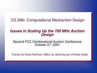 CS 286r. Computational Mechanism Design