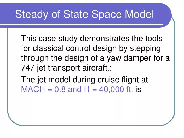 steady of state space model