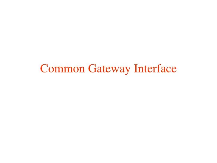 common gateway interface