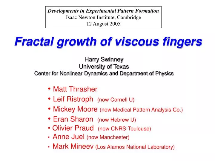 fractal growth of viscous fingers