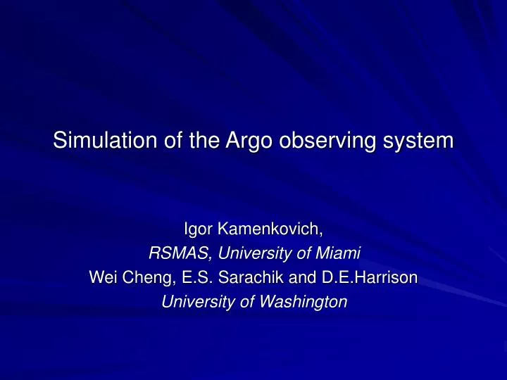 simulation of the argo observing system