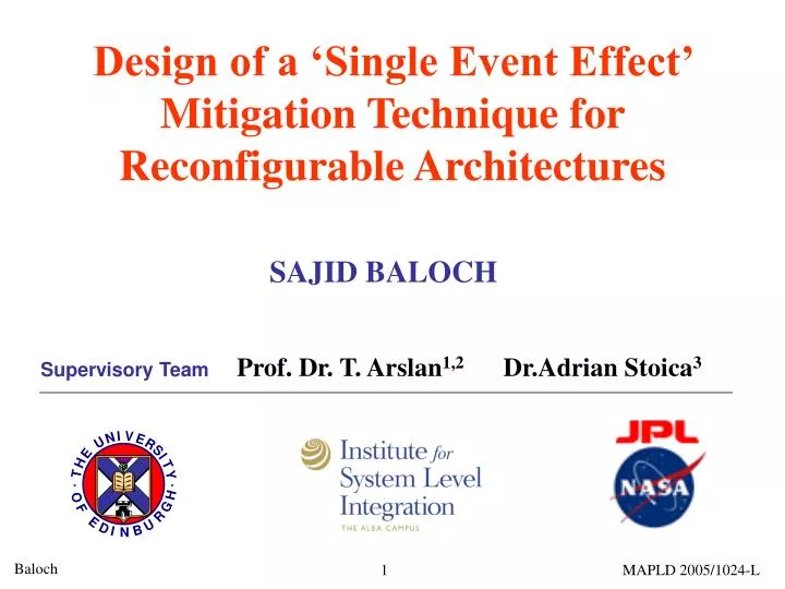 design of a single event effect mitigation technique for reconfigurable architectures