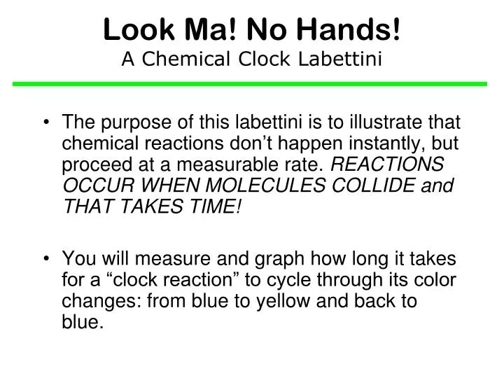 look ma no hands a chemical clock labettini