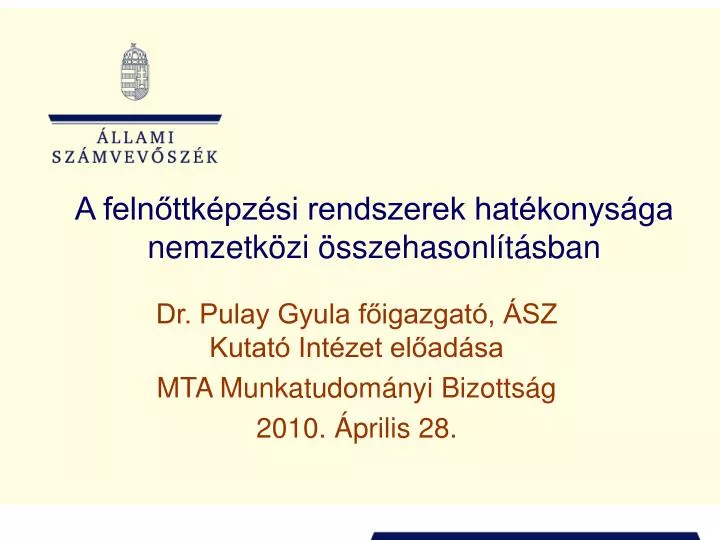 dr pulay gyula f igazgat sz kutat int zet el ad sa mta munkatudom nyi bizotts g 2010 prilis 28