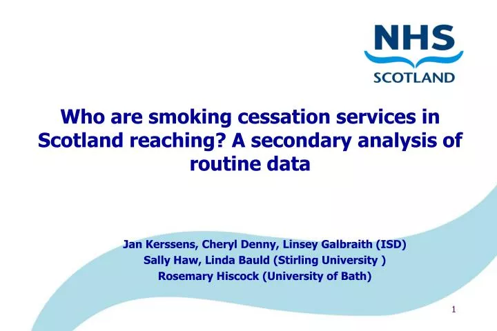 who are smoking cessation services in scotland reaching a secondary analysis of routine data