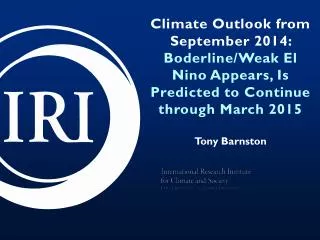 Climate Outlook from September 2014: