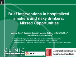 Brief interventions in hospitalized smokers and risky drinkers: Missed Opportunities