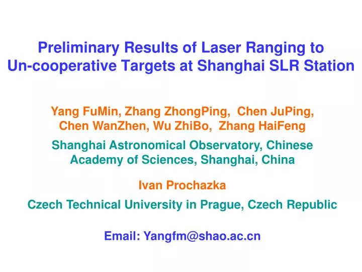 preliminary results of laser ranging to un cooperative targets at shanghai slr station