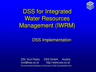 DSS for Integrated Water Resources Management (IWRM)