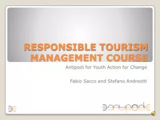 RESPONSIBLE TOURISM MANAGEMENT COURSE