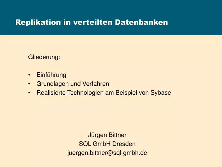 replikation in verteilten datenbanken