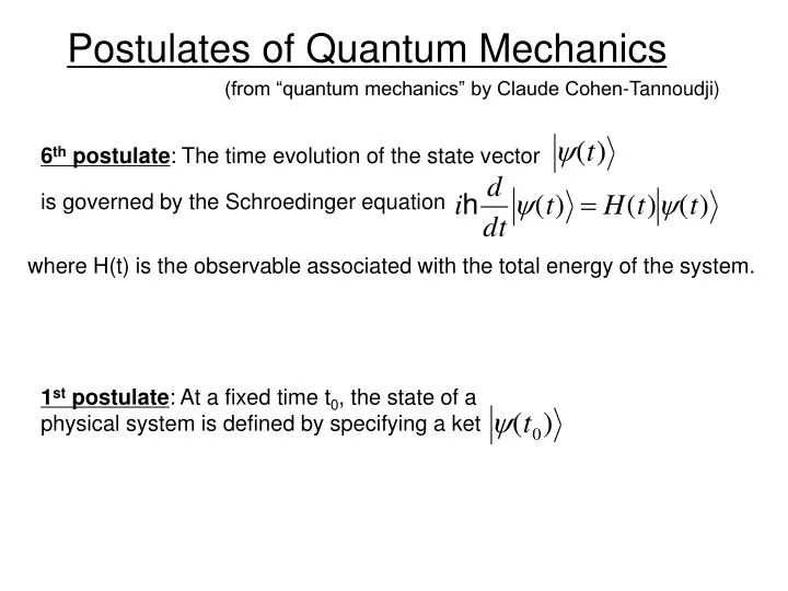 PPT - Postulates Of Quantum Mechanics PowerPoint Presentation, Free ...