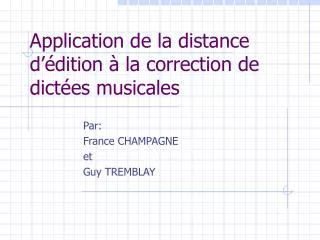 application de la distance d dition la correction de dict es musicales