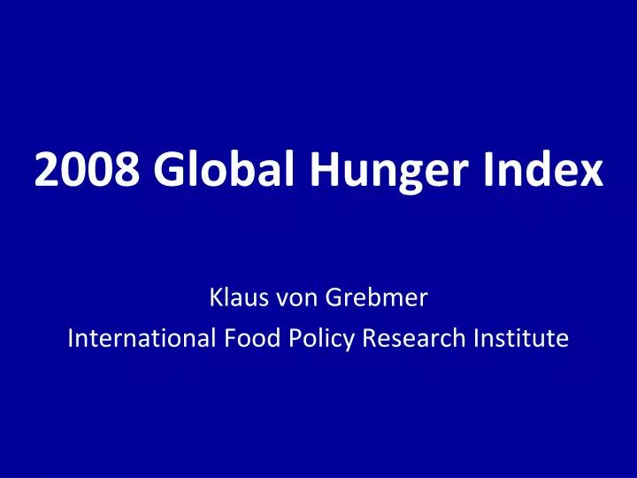 2008 global hunger index