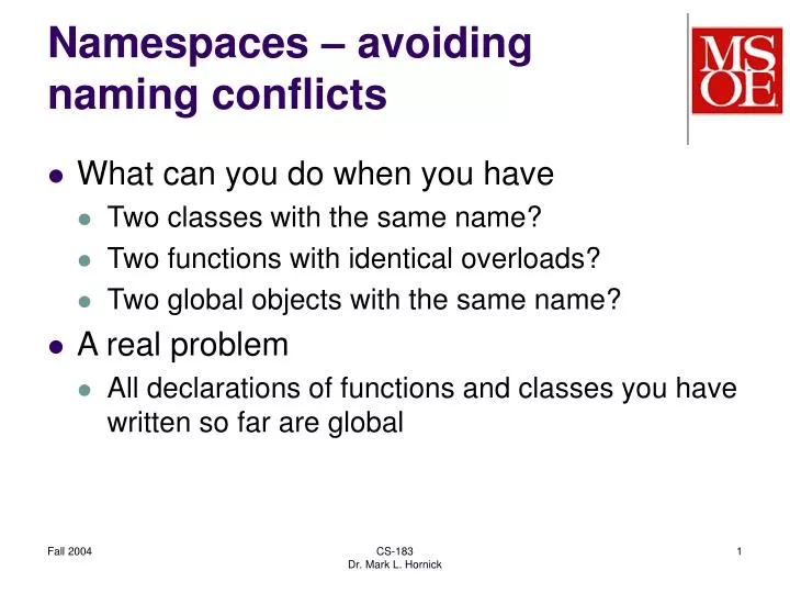 namespaces avoiding naming conflicts