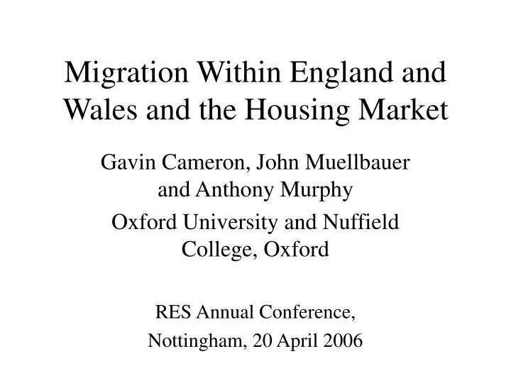 migration within england and wales and the housing market