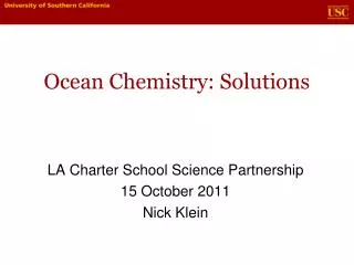 Ocean Chemistry: Solutions