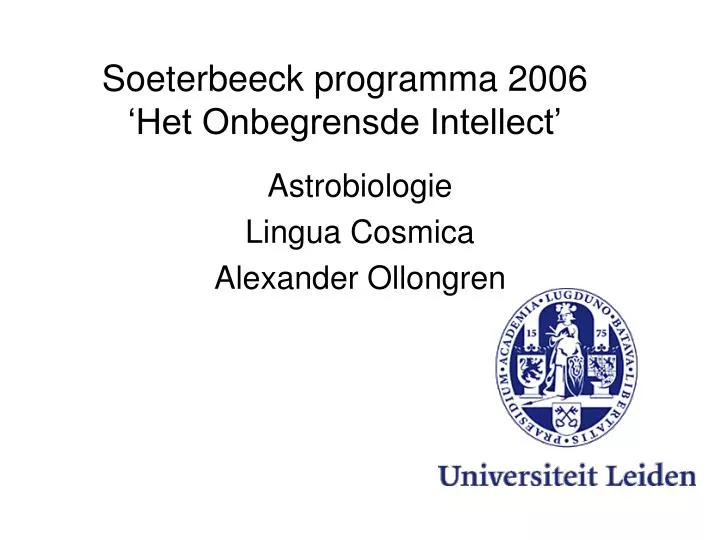 soeterbeeck programma 2006 het onbegrensde intellect