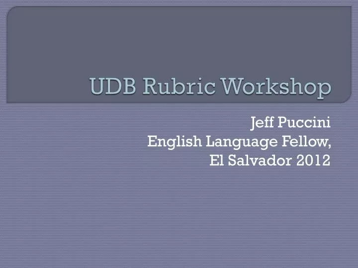 udb rubric workshop