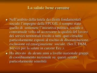la salute bene comune