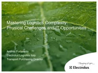 Mastering Logistics Complexity: Physical Challenges and IT Opportunities