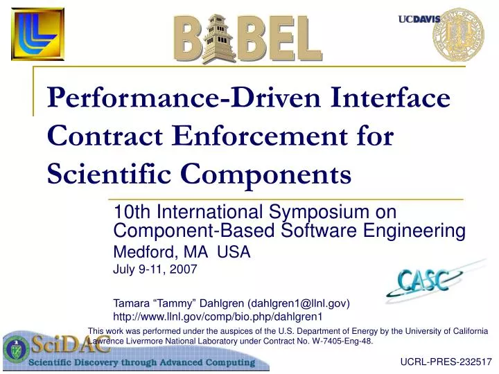 performance driven interface contract enforcement for scientific components