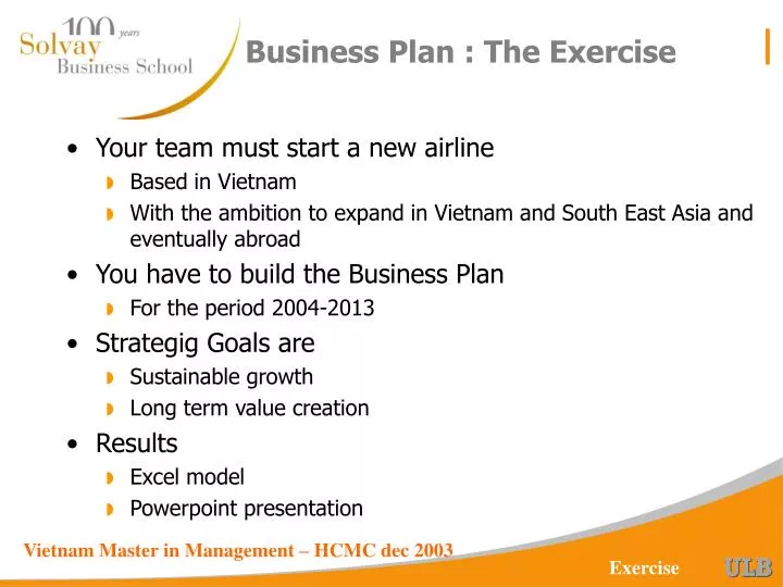 business plan the exercise