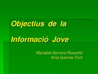 objectius de la informaci jove