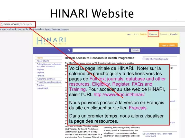 hinari website