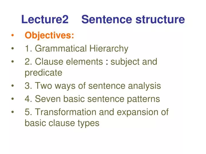 lecture2 sentence structure
