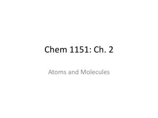 Chem 1151: Ch. 2