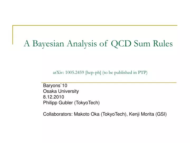 a bayesian analysis of qcd sum rules